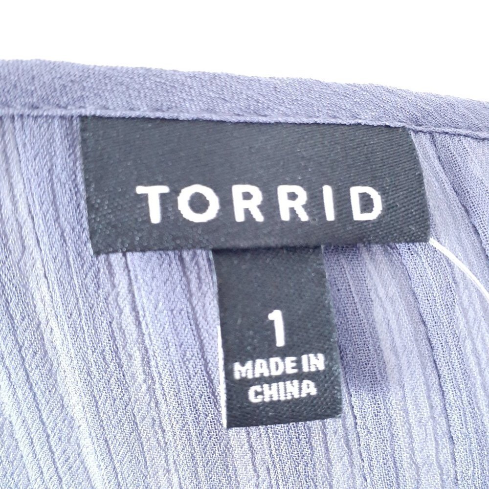 Torrid Womens Blouse Sz 1 Sheer Top Gray 52A - Picture 4 of 6
